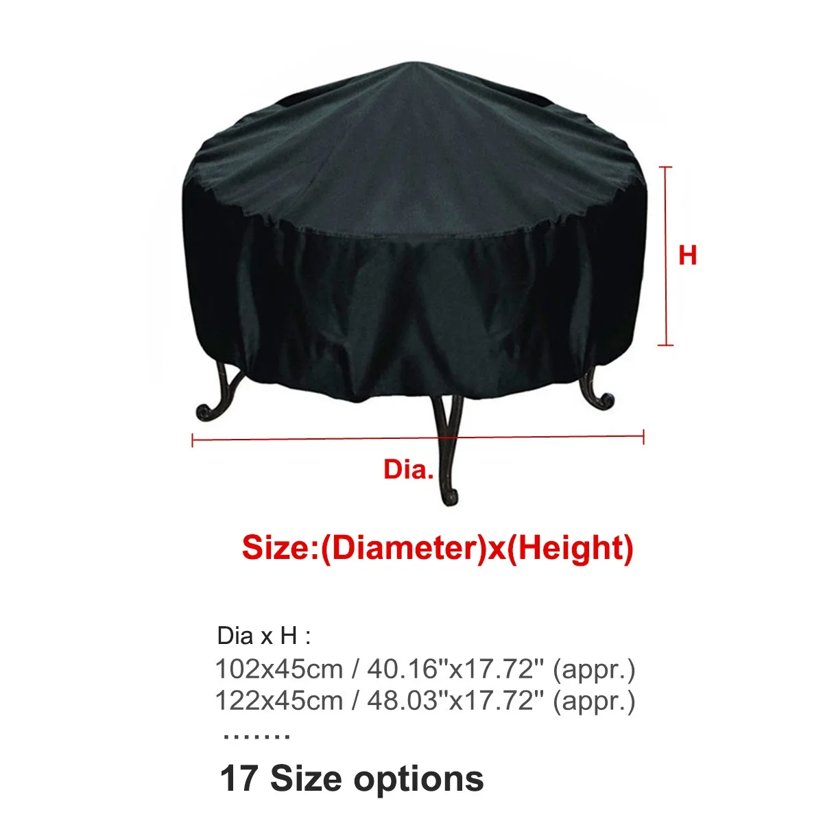 Black Waterproof Fire Pit Cover Anti Dust Rain 2