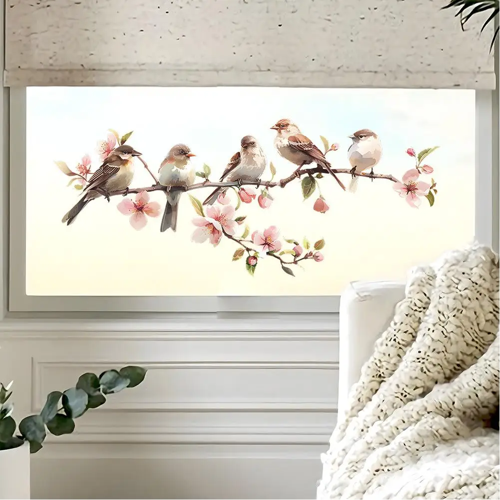 PVC Flower Window Clings Birds Tree Branch Glass Sticker Anti-Collision Decal For Bedroom Restroom Doors Decorative Films