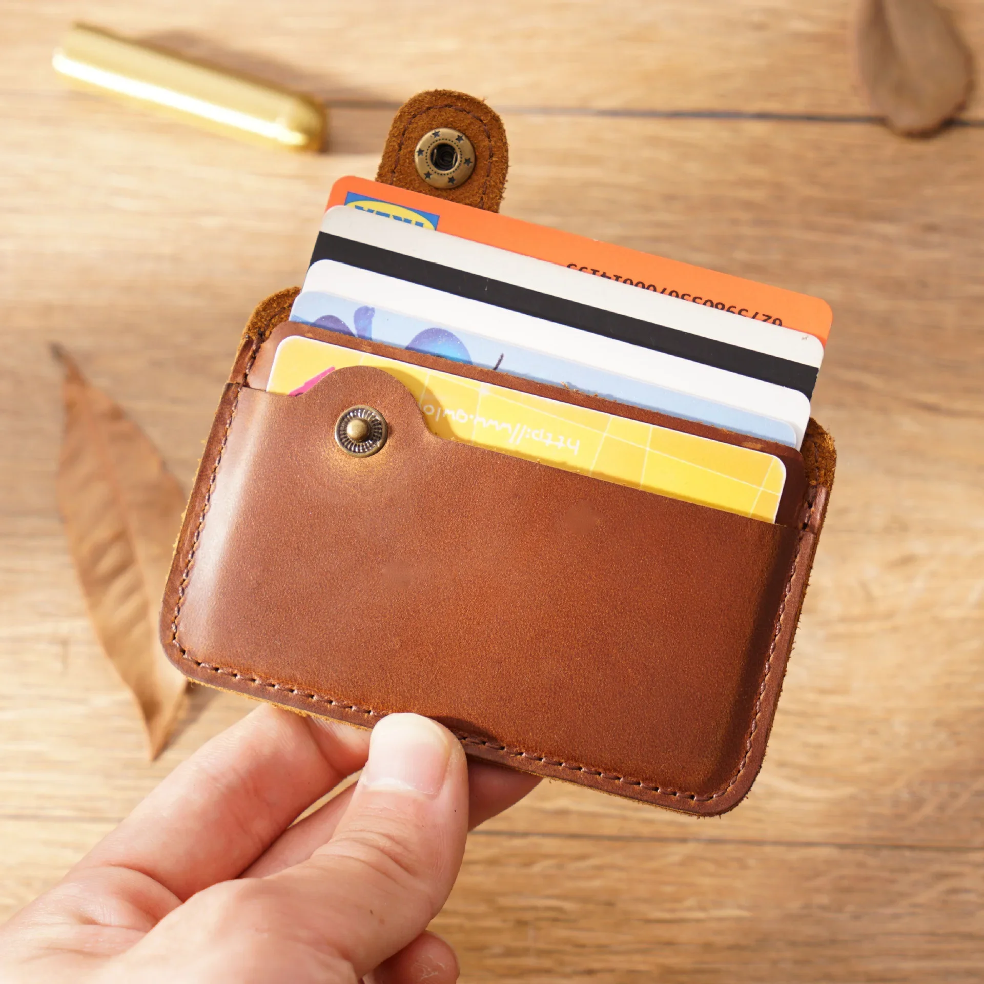 Leather Card Wallet Men Business Bank Card Holder Thin Credit Case Convenient Small Cards Pack Cash Pocket