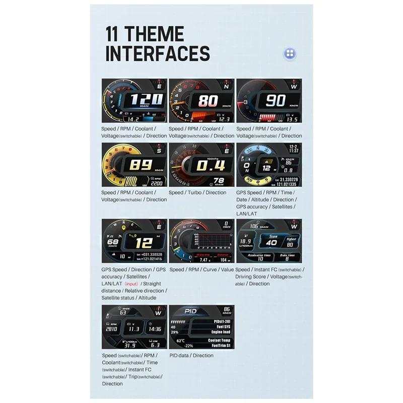 NEW-자동차 주변 조명 운전 점수 헤드업 디스플레이 A590용 다기능 헤드업 디스플레이 액세서리