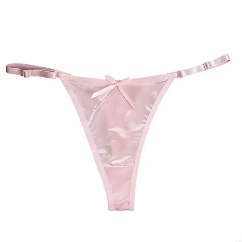 Tanga bajo para mujer, Tanga satén, lencería íntima, ropa interior atrevida con espalda en T, bragas, corbatas H8WF