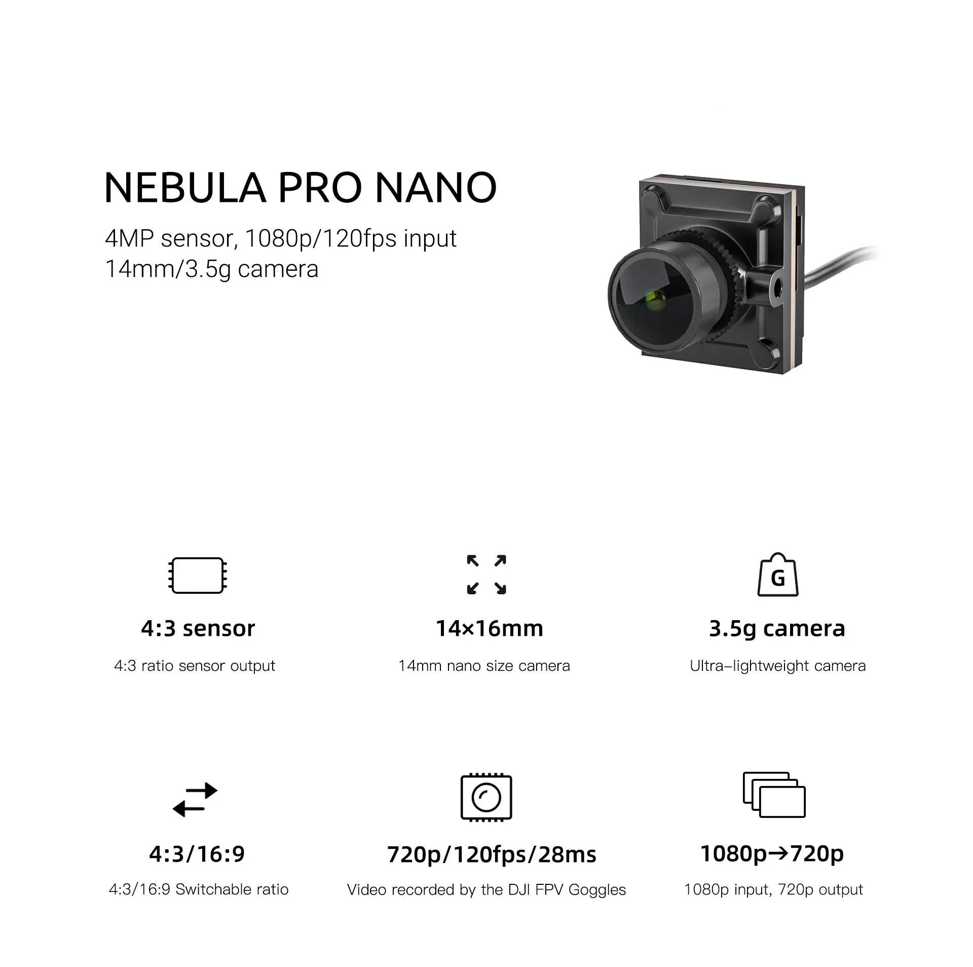 Description Picture 5 of itemCaddxFPV Nebula Pro Nano Vista Kit Original FPV Accessories With DJI Goggles Integra 720p/ 120fps HD Image Quality
