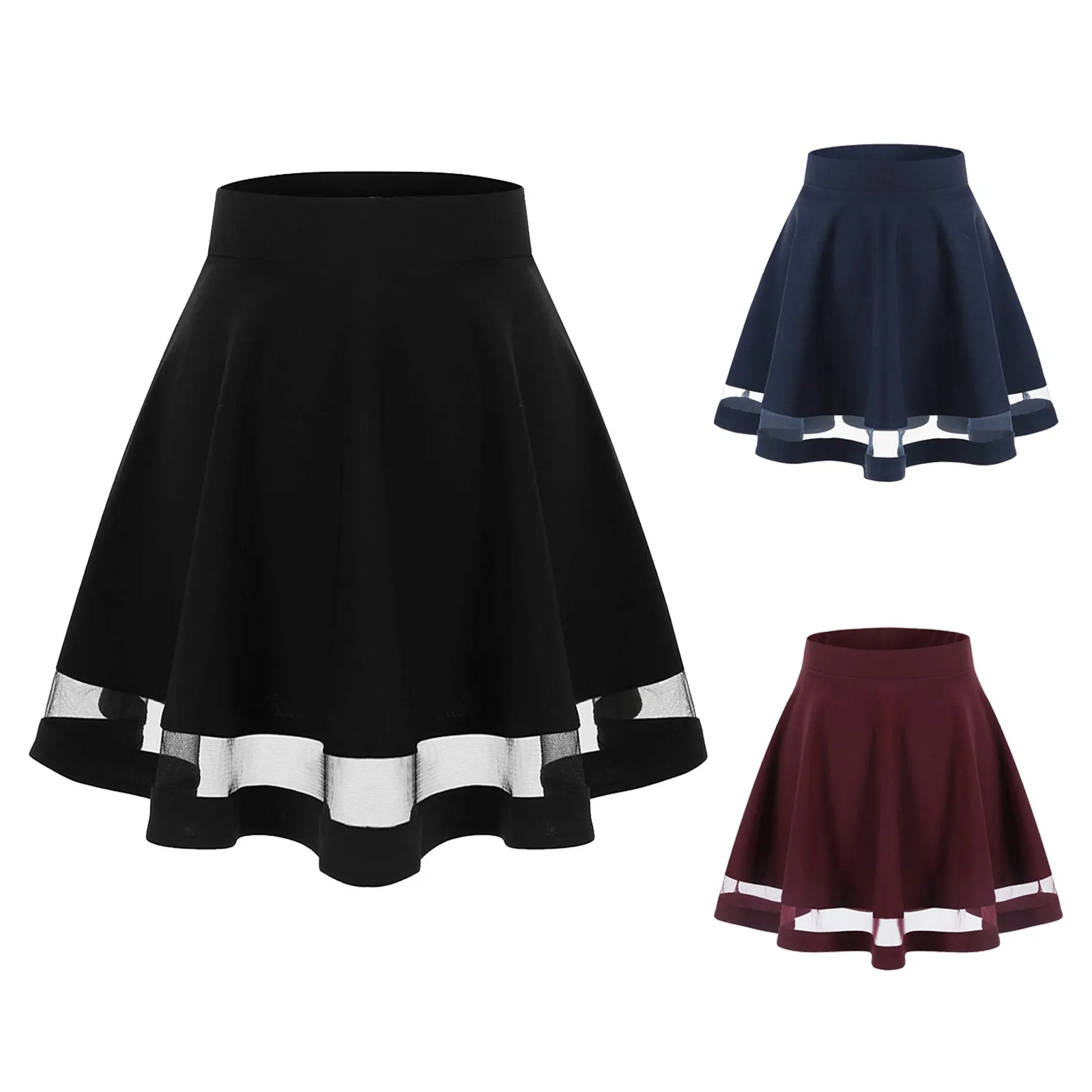 

Women Summer Skirts Lace-up Black A-line Tutu-skirt Preppy-style Pleated Students All-match Elegant Simple High-waist Trendy