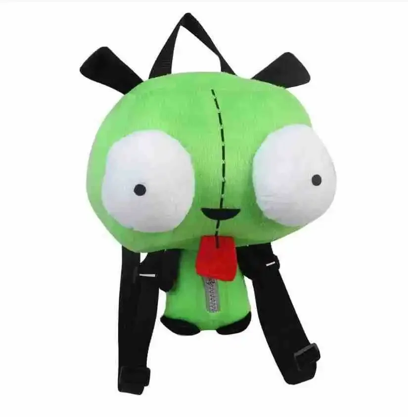 

New Alien Invader Zim 3D Eyes Robot Gir Cute Stuffed Toy Doll Plush Backpack Green Bag Xmas Gift 14 Inches