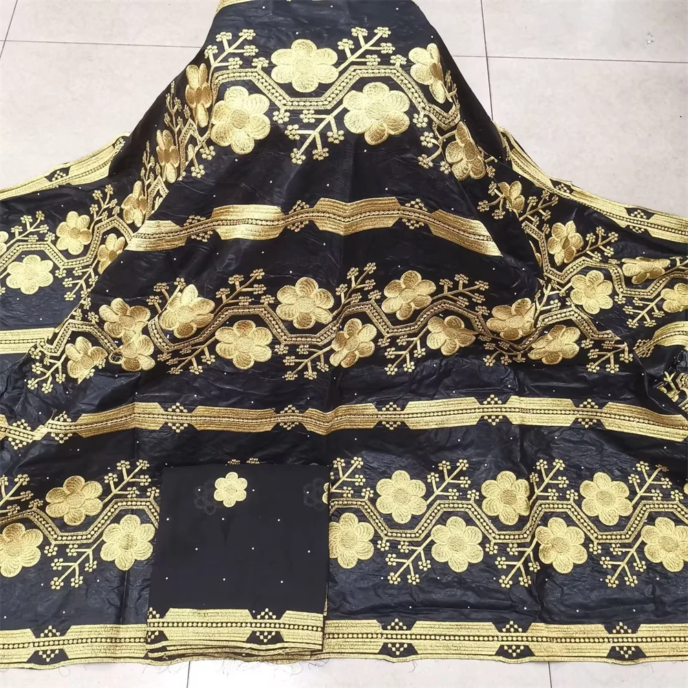 

2022 High Quality African Bazin Riche Brode Laces Fabrics With Stones Newest Bazin Laces Fabric 5+2 Yards/Lot For Dressss yc-135