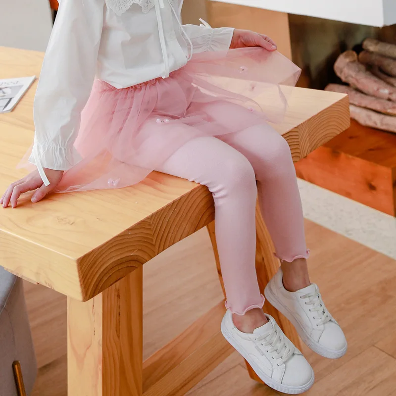 Autumn spirng bow girls bottoming children leggings dress baby kid children 3-8year lace cotton solid pant skirt 100-140 new girls pants,kids pants