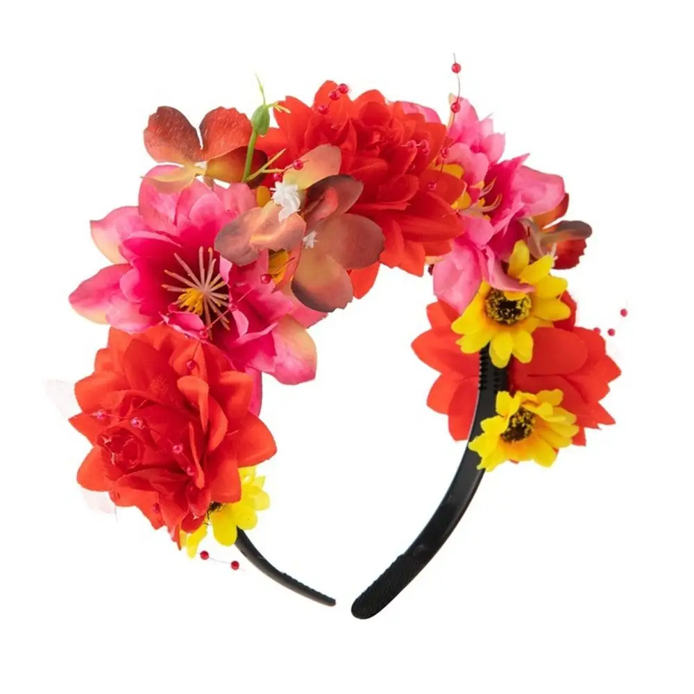 Schwarzer Schleier Halloween Rose Blume Stirnband Kostüm Cosplay Hochzeit mexikanische Rose Blume Krone Stirnband Tag der toten Party – Detail 16