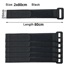 Adjustable Black Nylon Velcro Cinch Straps - Reusable Self - Adhesive Hook and Loop Fasteners - 10PCS (2cmx80cm)