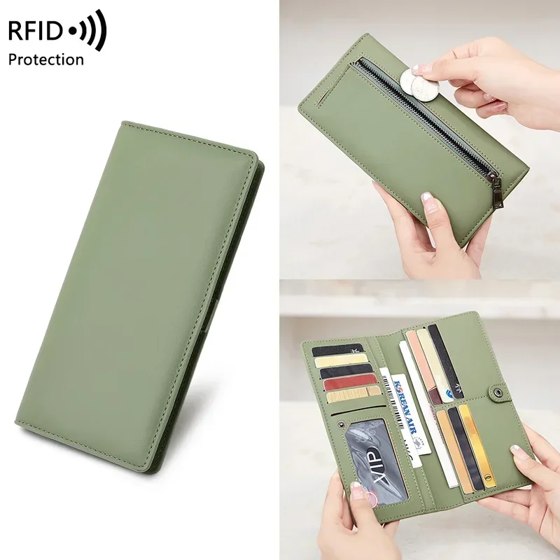 

The New Fashion Trend Network Red All Matching Solid Color Anti-theft Cash Bag Women's Zipper Buckle Ultra-thin Long Wallet