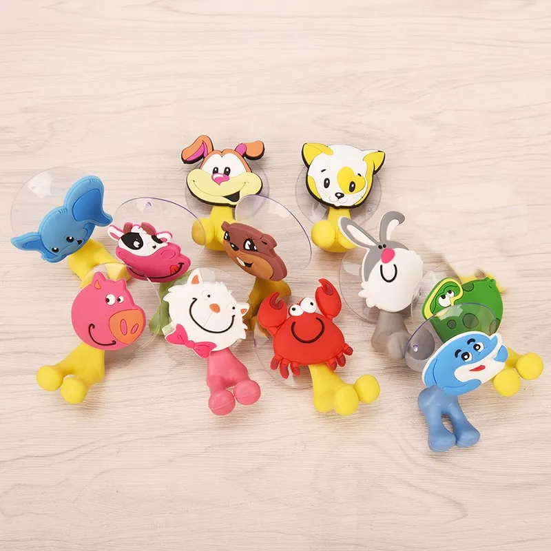 Multifunctional Cute Cartoon Animal Suction Cup Toothbrush Holder Hooks Bathroom Accessories Wall Suction Holder Tool 1PC toothbrush holder wall mounted storage hook