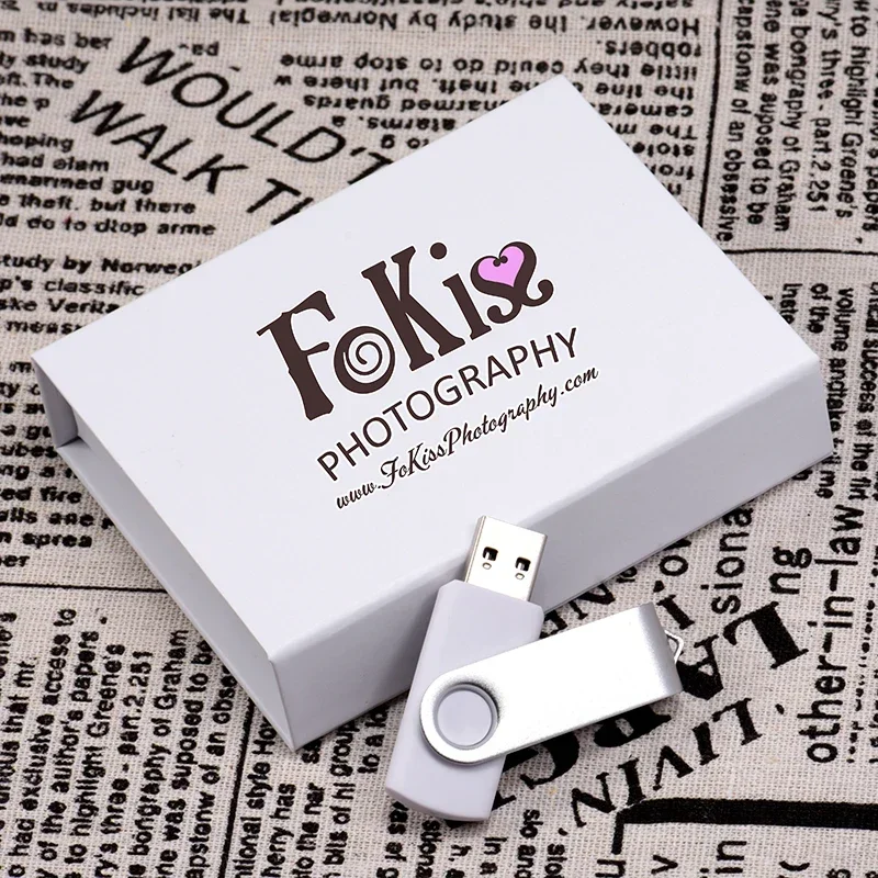 선물 상자 사용자 정의 무료 펜 드라이브 로고 실제 용량 USB 플래시 드라이브 블랙 메모리 스틱 컬러 인쇄 64GB/32GB U 디스크