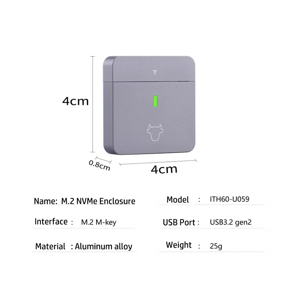 2230 M.2 NVMe 케이스 인클로저, NVMe-USB C 어댑터, M.2 박스, 10Gbps USB3.1 Gen 2 PCIe SSD 케이스, 스팀 데크 2230 NVMe M2 드라이브용