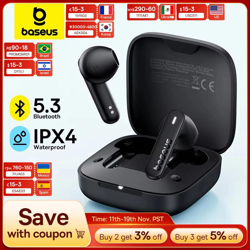 Baseus Bowie E16 真のワイヤレスイヤホン Bluetooth 5.3 イヤホン