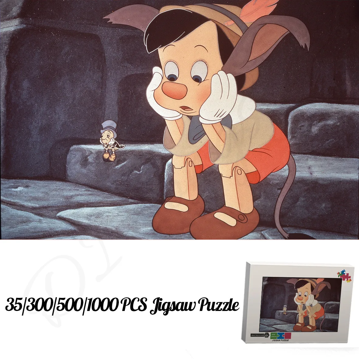 Disney Animated Film Pinocchio Puzzles Classic Cartoon Movie 35 300 500 1000 Pieces of Wooden Jigsaw Puzzles for Kids Unique Toy