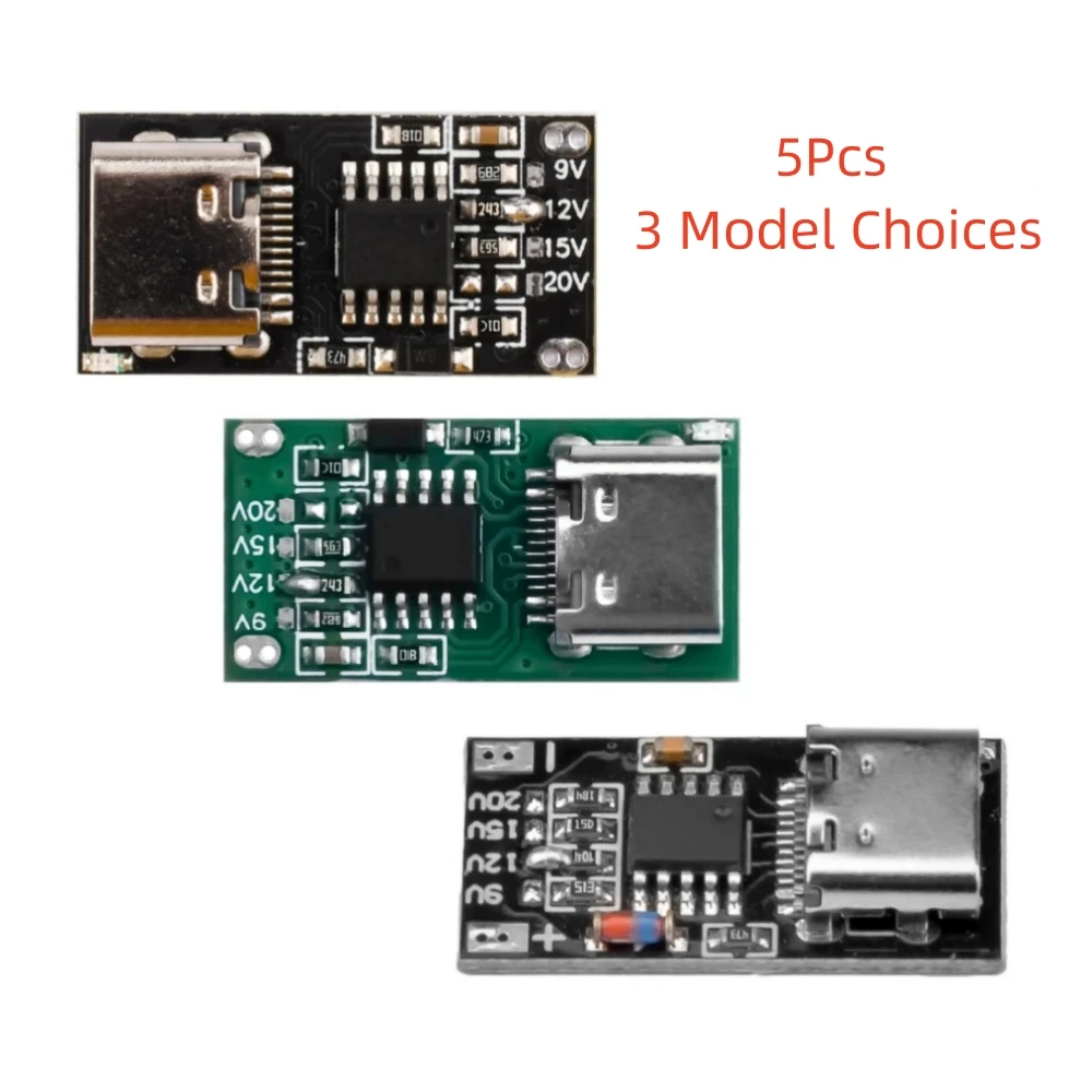 

5Pcs PD/QC/AFC Fast Charge Decoy Trigger PD3.0/2.0 PPS/QC4+ FCP 9/12/15/20V Type-C USB Step Up Module Charger Board Tools