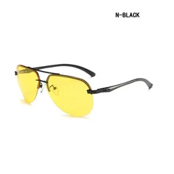 AORON Vintage Polarized Night Vision Sunglasses with Mirror Coating - M (Black Night)