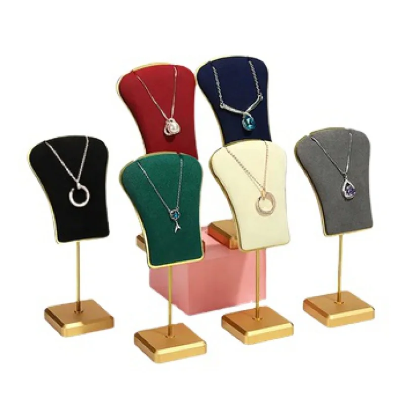 

Custom. VANLOCY Necklace Display Microfiber Metalan metal display stand jewelry window display