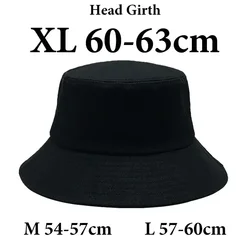 Big Head Man Large Size Bucket Hats Boy 60-63cm Plus Size Summer Fisherman Cap Women‘s 54-57cm Pure Cotton Panama UPF50+ Sun Hat