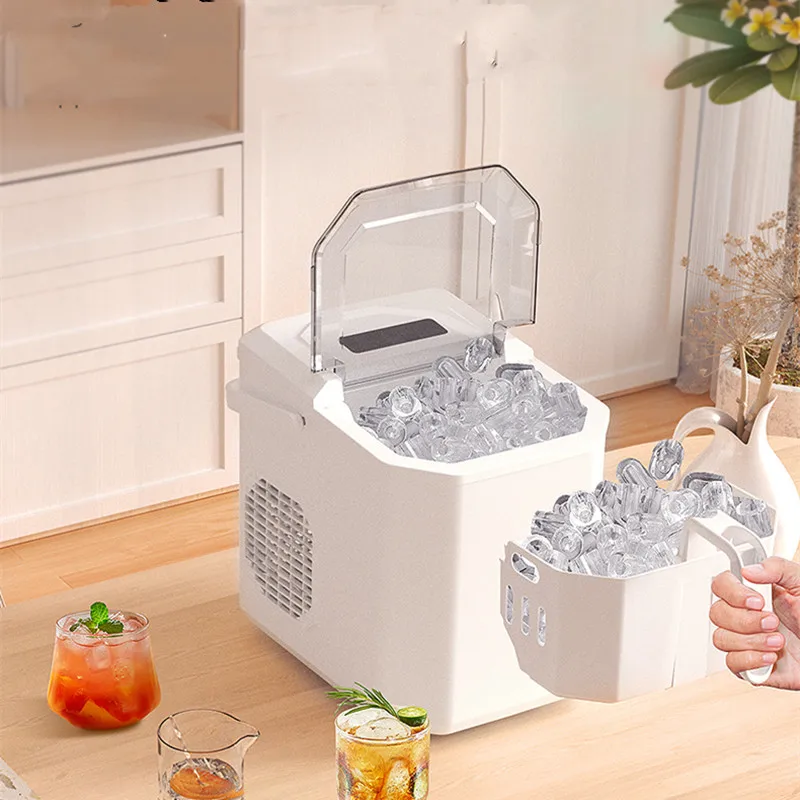 Hicon Electric Ice Maker 15KG/24H Bullet Cylindrical Home Ice Cube Making Machine Countertop For Commercial Small Milk Tea Shop