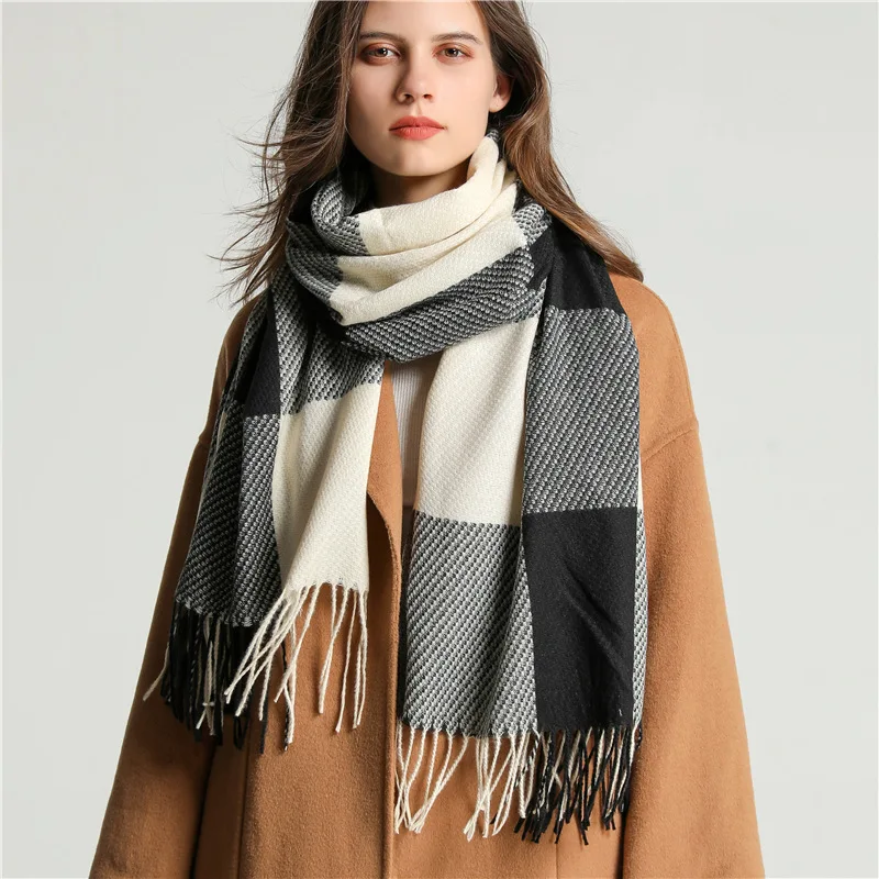 

200 * 65cm Winter Women's Scarf Luxury Brand Classic Plaid Soft Women's Imitation Cashmere Scarf Shawl Pashmina Shawl and Wrap