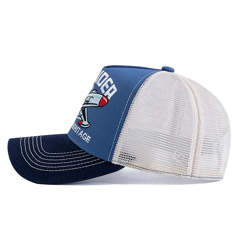 New Style Breathable Mesh Cap Outdoor Baseball Cap Men Women SKY RIDER Embroidered Pattern Snapback Trucker Hat Cap
