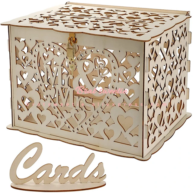 Wooden Wedding Card Holder Box with Lock