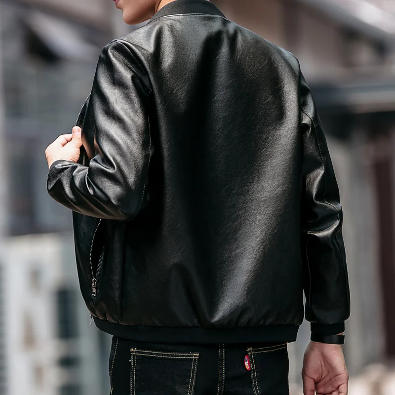 Autumn 2024 Leather Jacket Men's Korean Style Trendy PU Leather Coat High Street Casual Slim Baseball Suit Jacket Brand Clothing
