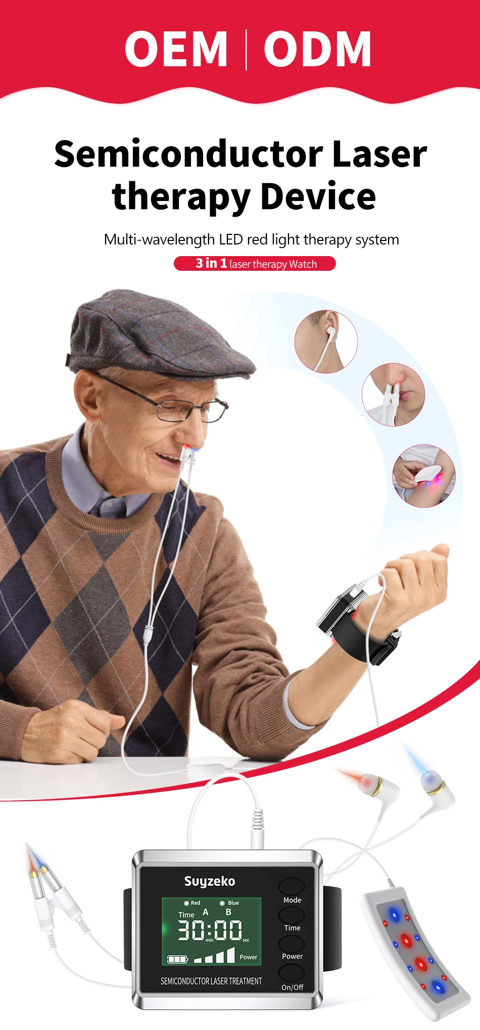 Suyzeko Laser-Therapiegerät LLLT Medizinisches Professionelles Therapeutisches Laser-Physiotherapiegerät für Diabetes Bluthochdruck Schmerzlinderung – Detail 2