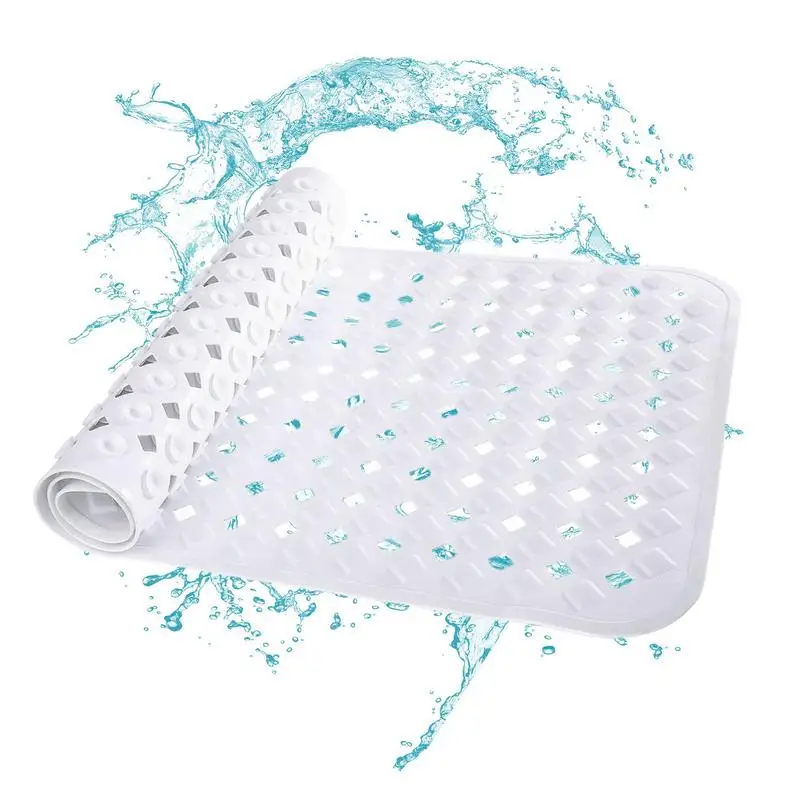 

Shower Floor Mat Soft Long PVC Mats With Drain Holes Bathtub Accessories For Safe Bathing For Washroom Bathtub Bathroom Gym Spa