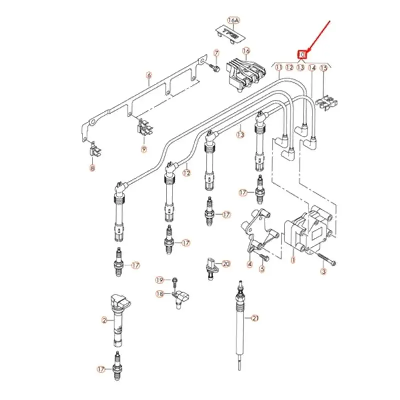 03F905409C 4Pcs 점화 케이블 키트 압력 와이어 A1 A3 VW 캐디 골프 VI 제타 폴로 투란 시트 스코다 1.2Tsi-ABQF