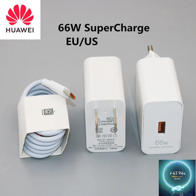 Original Huawei 66W EU/US Fast Charger Supercharge Adapter Usb 6A Type C  Cable For Huawei