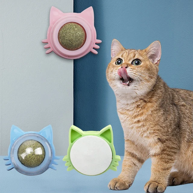 Pet Catnip Ball Toy Natural Mint Promotes Digestion Cat Grass Wall Sticker Ball Can Be Rotated Cat Lick Candy Snacks Kitten Toy 2