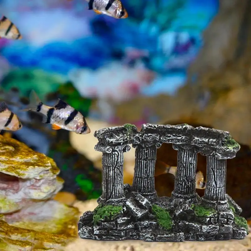 

Fish Tank Decor Tanks Greek Craft Roman Column Habitat Hideouts Plants Mini House Aquarium Landscaping Vintage Resin For Pillar