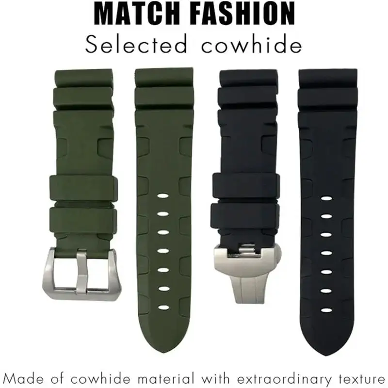 SCHIK Rubber Watchband 24mm 26mm Silicone Watch Strap Fit For Panerai Submersible Luminor PAM Green Blue Waterproof Bracel