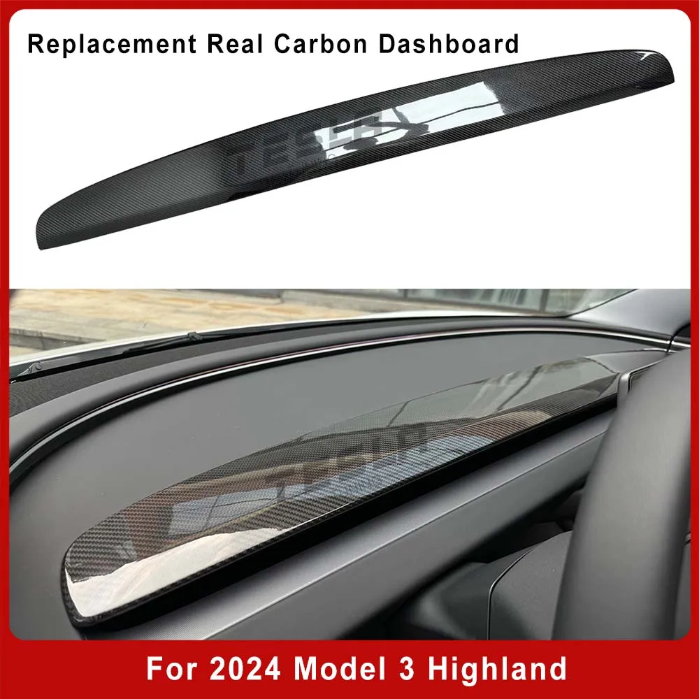 

For Tesla Highland Tesla Model 3 2023 2024 Full Carbon Fiber Dashboard Replacement Real Dry Molded Carbon Fiber Interior