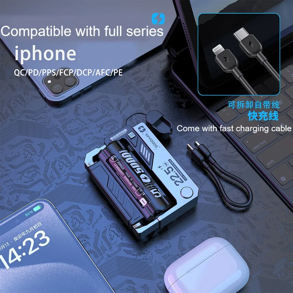 5000mAh Mini Power Bank 21700 Replaceable Cell New Model Fashion Cool Power Bank 6