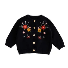 

2022 Baby Girls Knitted Cardigan Flower Embroidered Cotton Knitted Sweater Spring Kids Clothing Fashion Coat Baby Costume 0-3 Y
