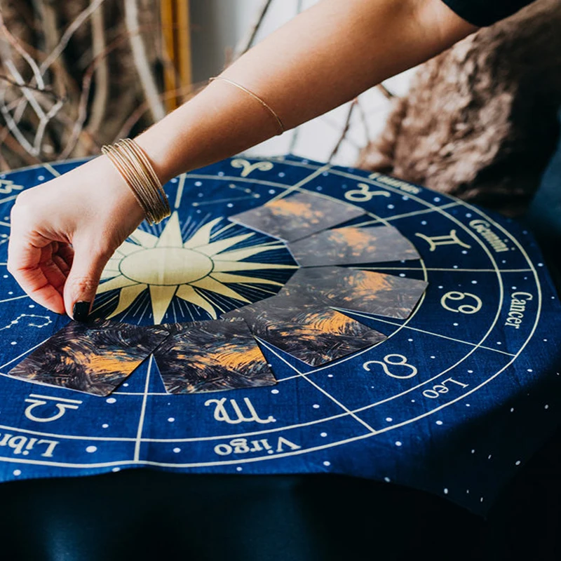 Tarot Tapestry Wheel of the Zodiac Astrology Chart Wall Hanging Scarf Altar cloth tarot cloth tarot deck Sun and Moon Home Decor tapestry decorations