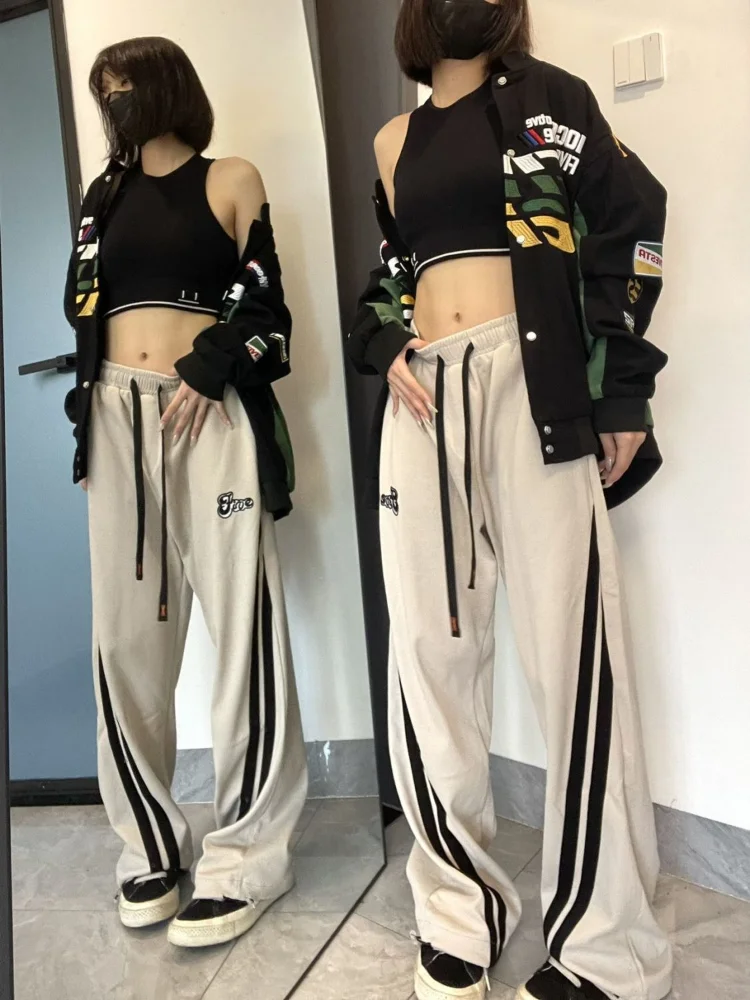 Jielur Street Jazz Hip-hop Women Sweatpants Autumn Loose Casual Sport Pants  Female Korean Cool Patch Gray Black Trousers S-XXL - AliExpress