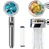 New Turbo Propeller Shower Head Water Saving High Preassure Flow 360 Degrees with Fan Extension Showerhead Rainfall with Holder 1