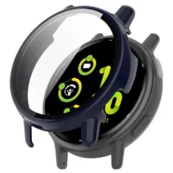 Premium PC Protective Cover with 9H Glass Screen Protector for Smartwatches - All - around Bumper and Shield (Dark Blue)