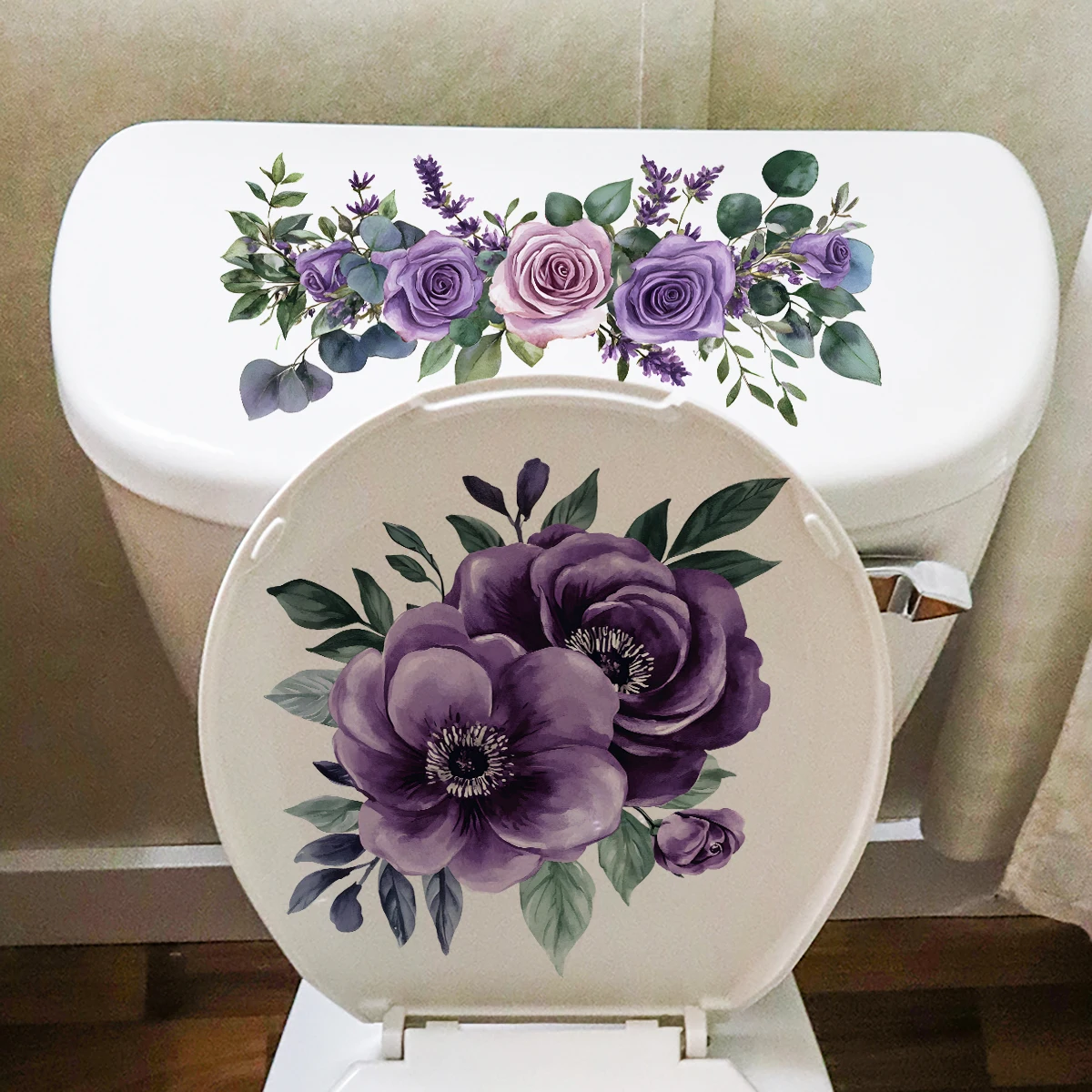 1PC Beautiful Purple Flower Stickers Bathroom Waterproof Toilet Stickers Self-adhesive Wall vinyl stickers,toilet stickers,toilet wall stickers,toilet seat stickers