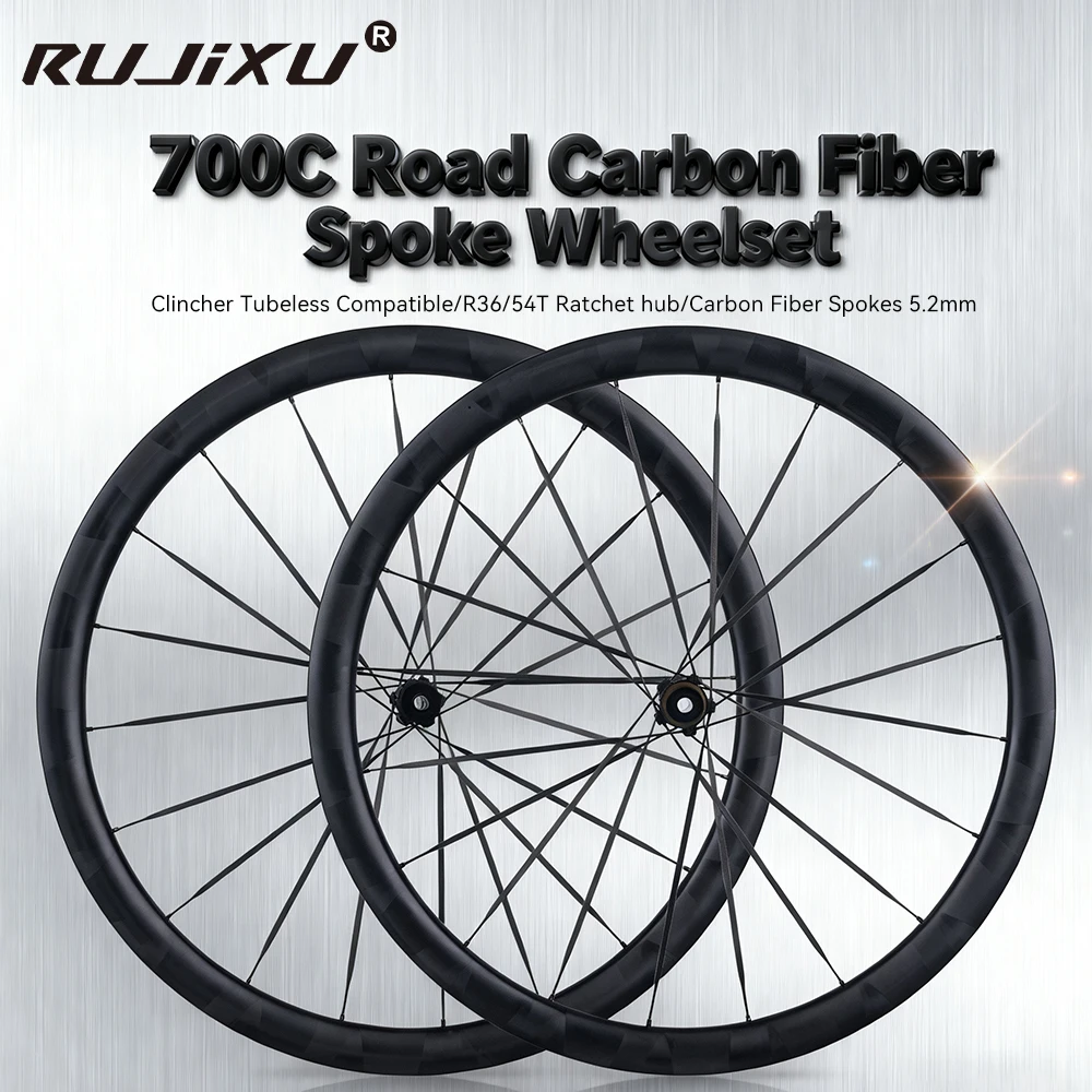 RUJIXU T800 60T Carbon Fiber Road Bike Wheelset Disc Brake