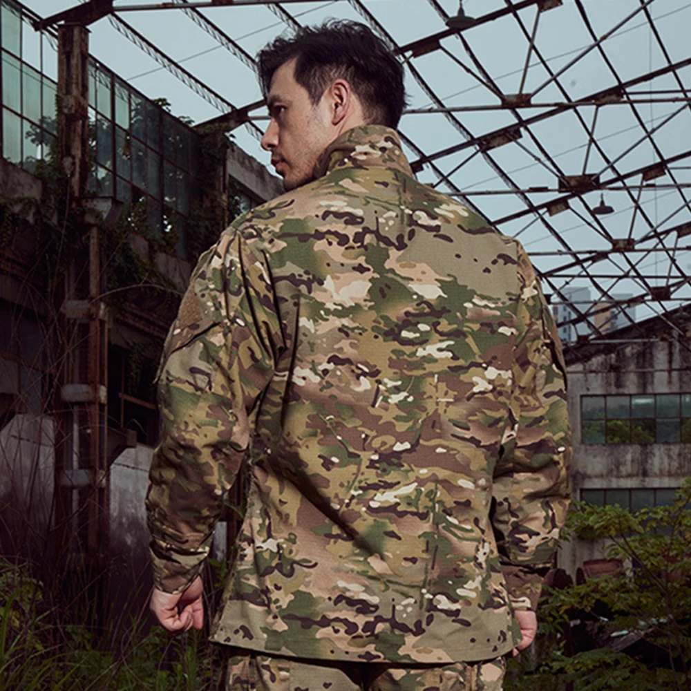 Veste camouflage combat tactique homme - Uniforme pêche extérieure manches longues coupe-vent
