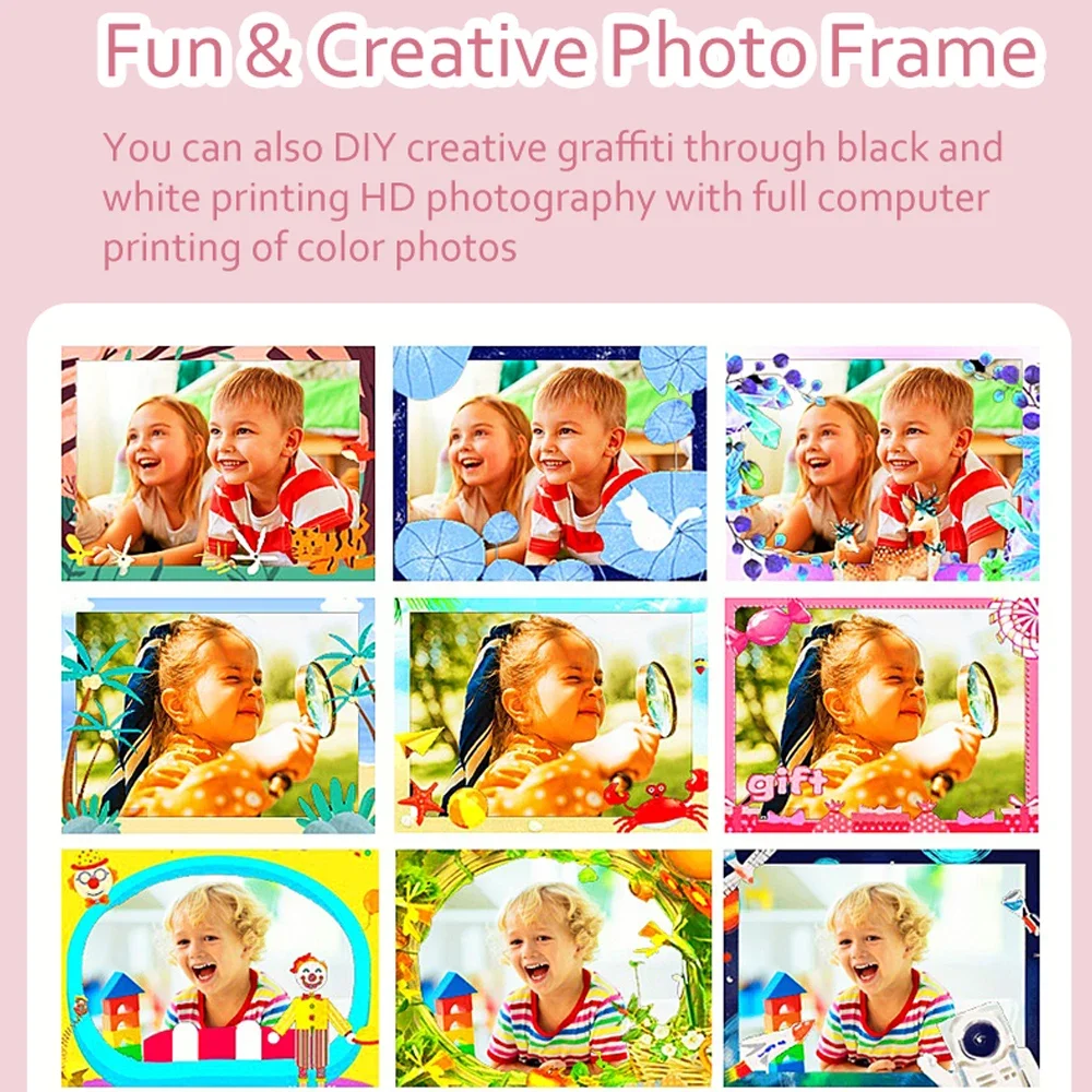 Digital Camera Kids Instant Print Camera 2.4inches HD Screen 2.7K Scheduled Shooting Easy Selfie Kids Picture Printer Birthday Christmas Gifts
