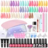 COSCELIA 12PCS Gel Nail Polish Kit With UV Nail Lamp Soak OFF Gel Nail Kit 5PCS Base&Top Coat Set Gel Polish Nail Tool Set 1