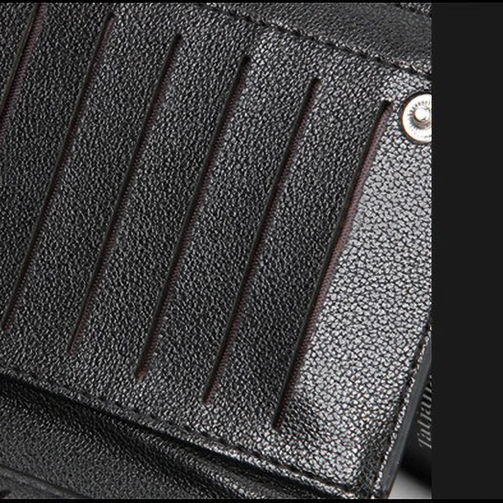 Baellerry Men's Business Pu Wallet, Multi Card Slots & Ticket Compartments, Copper Zipper, Soft Wear - Resistant Long Purse