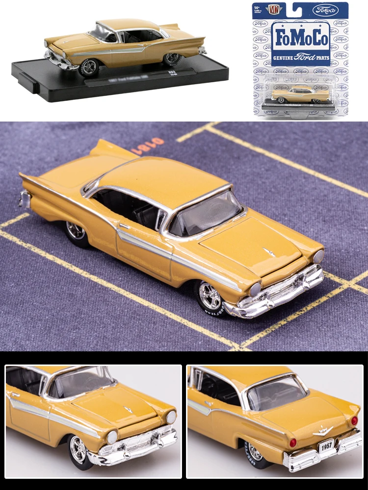 

Модель автомобиля 1/64 Bburago M2, модель литая из сплава, модель 1957 Ford Fairlane 500, искусственная модель для хобби, подарки фанатам