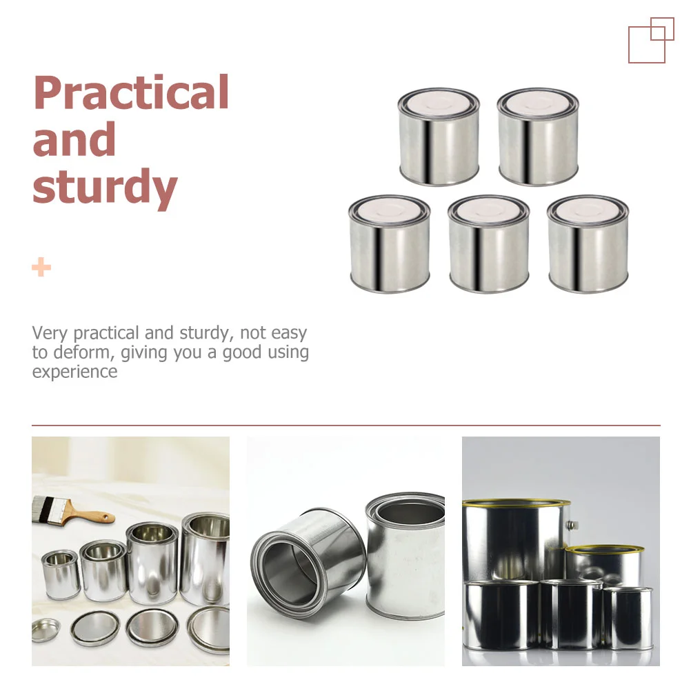 5 Pcs Sealed Jar Metal Paint Can Leftover Storage Containers Tinplate Power Steering Reservoir