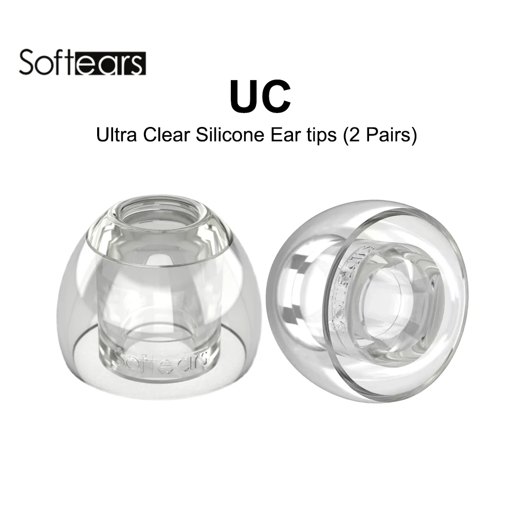 Softears UC Ultra Clear Silicone Ear tips Eartips 1card(with 2pairs